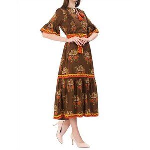 NEW ISLAPAYAL Ascot Maxi Dress in Tiger in The Garden XL